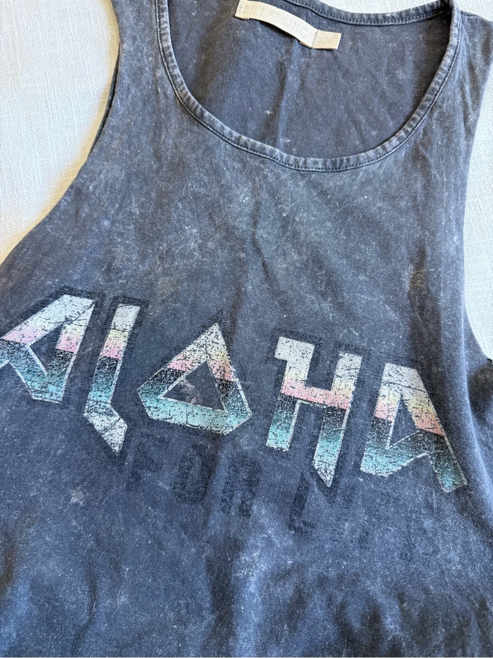 Vintage Billabong Y2K Acid Wash Tank Dress - "Aloha For Life" Graphic - Size